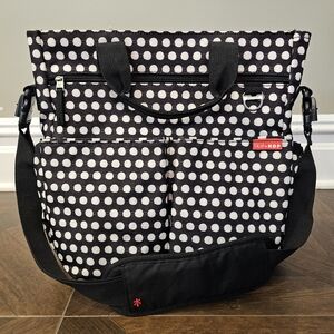 Skip Hop Duo Signature Diaper Bag Black with White polka dots